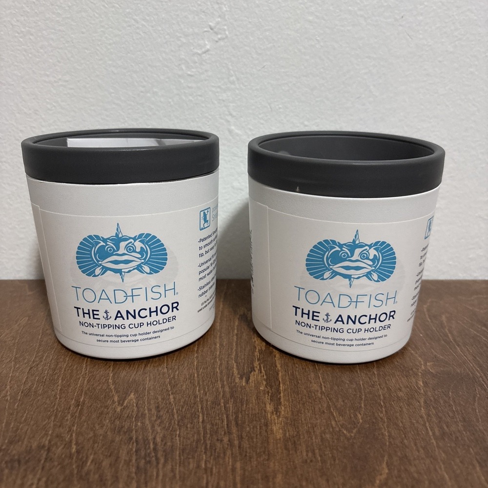 TOADFISH The Anchor Universal Non-Tipping 16-32oz Cup Holder White 2 Pack